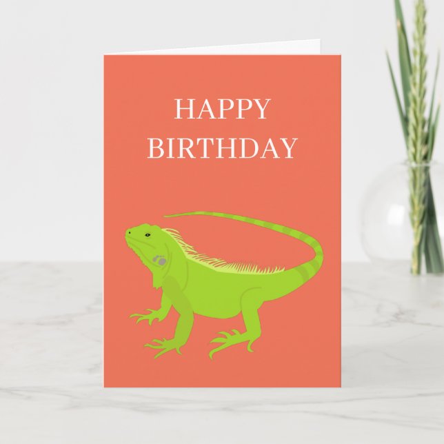 Cartão Aniversário da Ilustração de Iguana Lizard (Frente)