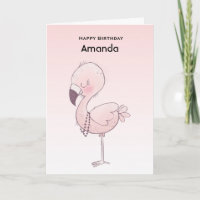 Aniversário da Ilustração Flamingo Cor-de-Rosa
