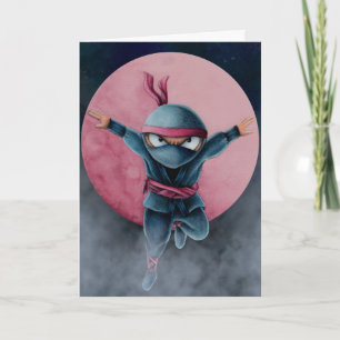 Cartão Aniversário da Lua Vermelha do Ninja Saltador