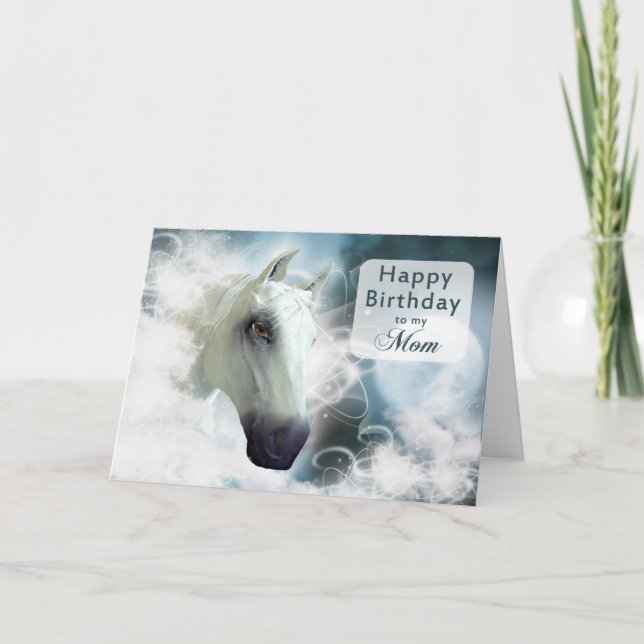 Cartão Aniversário da mãe, Cavalo Árabe (Frente)