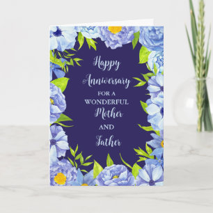 Cartão Aniversário da Mãe Floral e Pai
