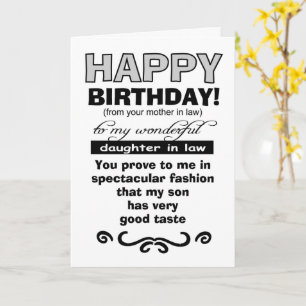 Cartão aniversário da mãe/lei para a filha/lei