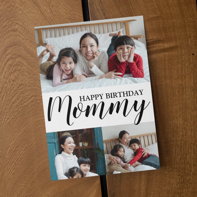 Cartão Aniversário da Mamãe de Colagem de Fotos Moderna (Criador carregado)