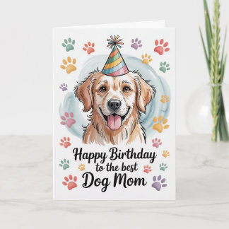 Cartão Aniversário da Mamãe do Cachorro Golden Retriever