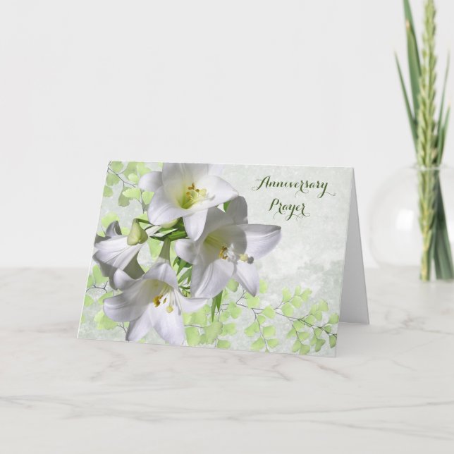 Cartão Aniversário da Morte - Flores Brancas e Oração (Frente)