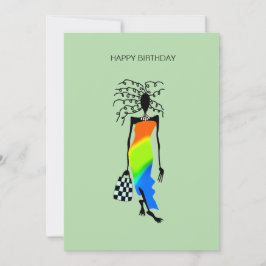 Cartão Aniversário da Mulher Elegante e Na moda