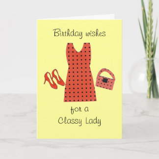 Cartão Aniversário da Mulher Elegante - Roupas de Designe