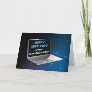 Cartão Aniversário da neta excelente com computador