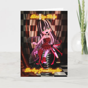 Cartão Aniversário da neta Moonies Cutie Pie Gótico