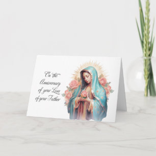 Cartão Aniversário da Perda do Pai da Virgem Abençoada Ma