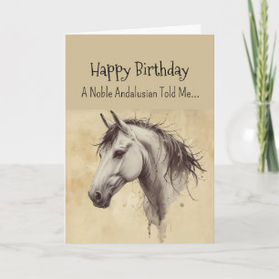 Cartão Aniversário da Personalidade dos Cavalos Andaluzes