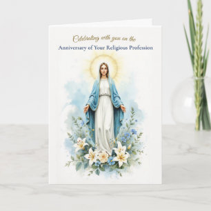Cartão Aniversário da Profissão Religiosa de Freira Bênçã