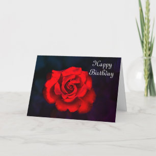 Cartão Aniversário da Rosa vermelha de Flor Elegante