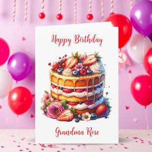 Cartão Aniversário da vovó   Sentimental Personalizado