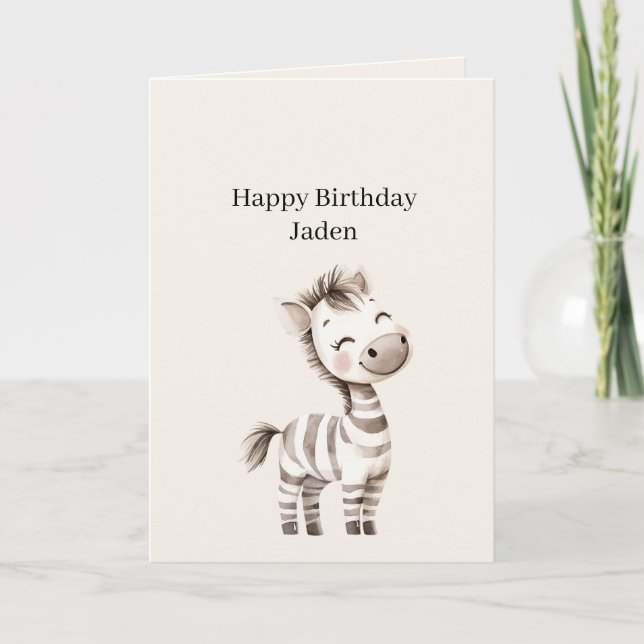 Cartão Aniversário da Zebra Safari (Frente)