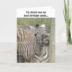 Cartão Aniversário da Zebra Sorridente
