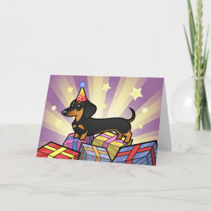 Cartão Aniversário Dachshund (casaco suave)