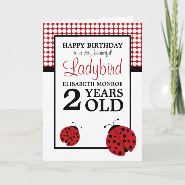 Cartão Aniversário das Crianças de Red Ladybug (Frente)