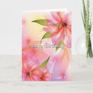 Cartão Aniversário das Flores de Fantasia Coloridas