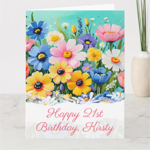 Cartão Aniversário das Flores de Mola Vibrantes de Aquare