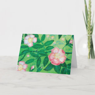Cartão Aniversário das flores rosa selvagens
