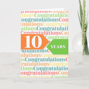 Cartão Aniversário de 10 Anos de Funcionário Padrão Color