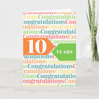 Cartão Aniversário de 10 Anos de Funcionário Padrão Color
