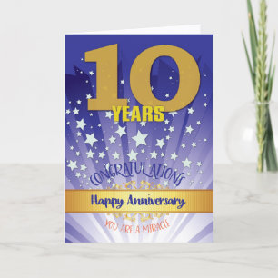 Cartão Aniversário de 10 Anos de Recuperação Numeral em D