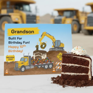 Cartão Aniversário de 10 anos do neto no canteiro de obra