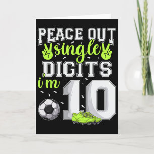 Cartão Aniversário de 10 anos meninos futebol Peace Out S