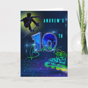 Cartão Aniversário de 10 anos personalizado para menino