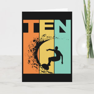 Cartão Aniversário de 10 anos Tema Praia de Surf 10 Anos