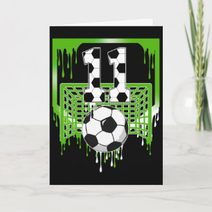 Cartão Aniversário de 11 anos de Futebol Sorvete Drip 11