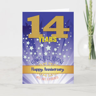 Cartão Aniversário de 14 Anos de Recuperação Numeral em D