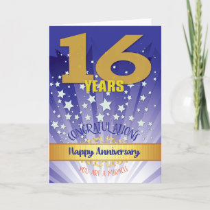 Cartão Aniversário de 16 Anos de Recuperação Numeral em D