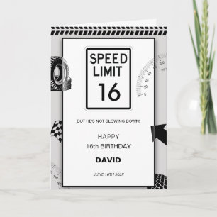 Cartão Aniversário de 16 anos do Speed Limit Boy