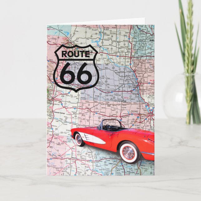 Cartão Aniversário De 1960 Corevette Em Mapa (Frente)