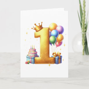 Cartão Aniversário de 1 ano Dourado