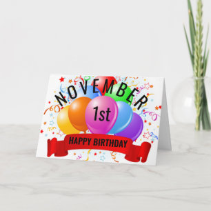 Cartão Aniversário de 1 de Novembro