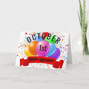 Cartão Aniversário de 1 de Outubro