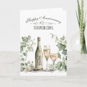 Cartão Aniversário de 20 anos de Casamento Vinho e Hera