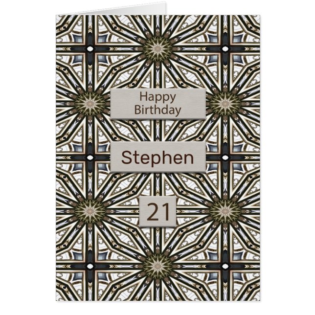 Cartão aniversário de 21 anos Abstrato Mandala Design (Frente)
