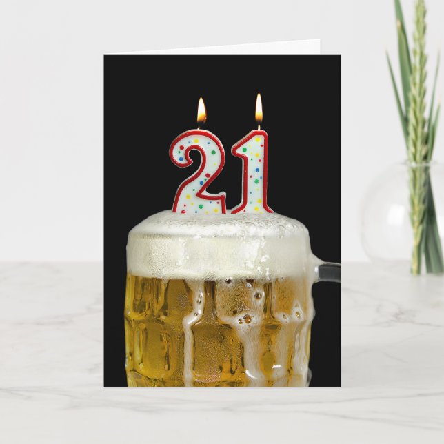 Cartão aniversário de 21 anos Beer (Frente)