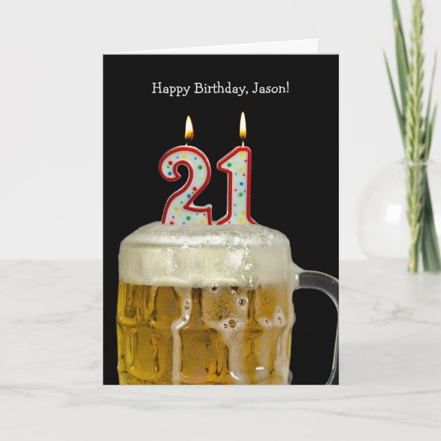 Cartão aniversário de 21 anos Beer Mug (Frente)