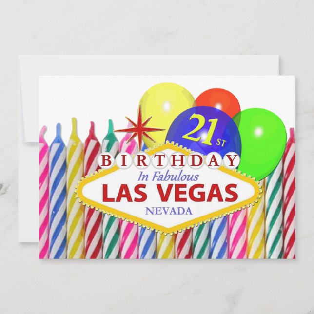 Cartão aniversário de 21 anos em Las Vegas (Frente)