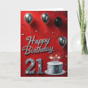 Cartão Aniversário de 21 anos feliz