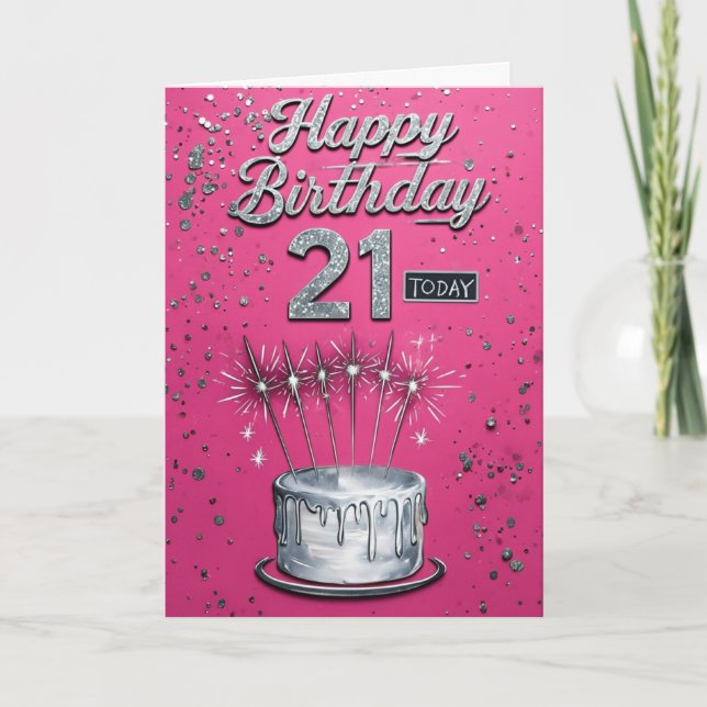 Cartão Aniversário de 21 anos feliz (Frente)