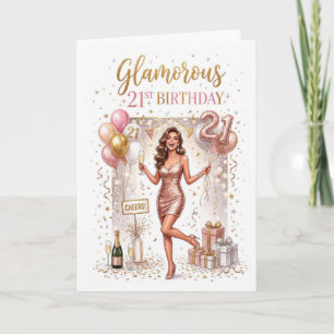 Cartão Aniversário de 21 anos feminino