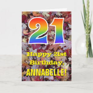 Cartão Aniversário de 21 anos; Folhas de Outono Rústicas;