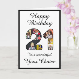 Cartão aniversário de 21 anos Happy 21 Custom Photo Text 